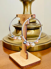 Load image into Gallery viewer, ROHINI- Peach and Gray Multi colored Wire wrapped Hoops