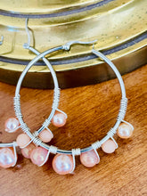Load image into Gallery viewer, JUNIPER- Peach Multi colored Wire wrapped Hoops