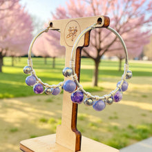 Load image into Gallery viewer, DELANEY- Purple and Gray Multi colored Wire wrapped Hoops