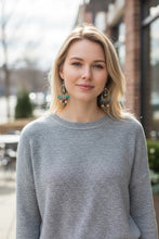 Load image into Gallery viewer, ELLERY- Blue and Amber Multicolored Beaded Wire wrapped Chandelier Earrings