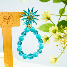 Load image into Gallery viewer, RAINA- Blue Beaded Flower Tear Drop Earrings