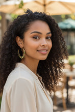 Load image into Gallery viewer, CLOVER- Olive Green and Gold Beaded Wire-wrapped Hoop Earrings
