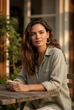 Load image into Gallery viewer, GINGER- White Pearl and Gold Beaded Wire-wrapped Hoop Earrings