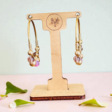 Load image into Gallery viewer, MEEKO- Purple and Gold Beaded Wire-wrapped Hoop Earrings