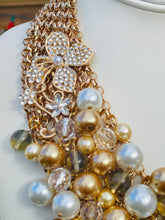 Load image into Gallery viewer, WYNTER - Pearl and Gold Multi color Bib Statement Necklace