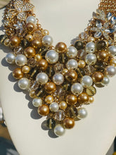 Load image into Gallery viewer, WYNTER - Pearl and Gold Multi color Bib Statement Necklace
