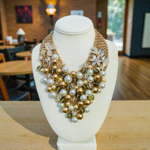 Load image into Gallery viewer, WYNTER - Pearl and Gold Multi color Bib Statement Necklace