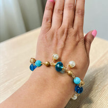 Load image into Gallery viewer, ROSE-MARIE- Blue Multicolored Beaded Charm Bracelet