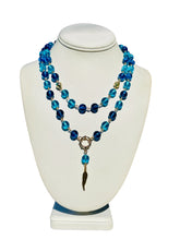 Load image into Gallery viewer, EVIE- Blue and Gold Double Drop Necklace