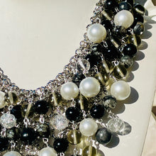 Load image into Gallery viewer, HARMONY- Black and White Bib Statement Necklace