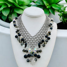 Load image into Gallery viewer, Black and Silver Short Necklace, Choker Necklace