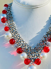Load image into Gallery viewer, DAEVIA- Red and White Multi colored Beaded Short Necklace