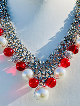 Load image into Gallery viewer, DAEANNA- Red and White Multi colored Beaded Necklace and Earring Set