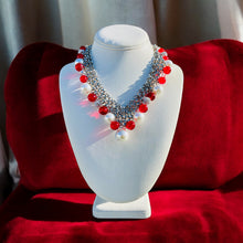 Load image into Gallery viewer, DAEVIA- Red and White Multi colored Beaded Short Necklace