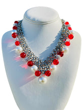 Load image into Gallery viewer, DAEVIA- Red and White Multi colored Beaded Short Necklace