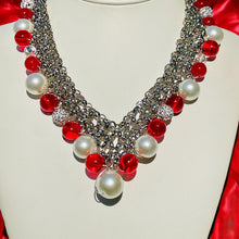 Load image into Gallery viewer, DAEVIA- Red and White Multi colored Beaded Short Necklace