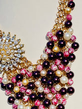 Load image into Gallery viewer, SERENITY- Magenta/ Dark Red Multi color Statement Necklace