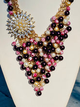 Load image into Gallery viewer, SERENITY- Magenta/ Dark Red Multi color Statement Necklace