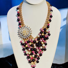 Load image into Gallery viewer, SERENITY- Magenta/ Dark Red Multi color Statement Necklace