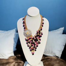 Load image into Gallery viewer, SERENITY- Magenta/ Dark Red Multi color Statement Necklace