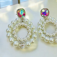 Load image into Gallery viewer, GISELA- White Pearl and Silver Beaded Drop Earrings