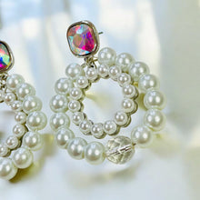 Load image into Gallery viewer, GISELA- White Pearl and Silver Beaded Drop Earrings