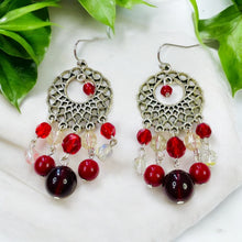 Load image into Gallery viewer, SHANTI- Red Multi colored Beaded Chandelier Earrings