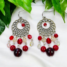 Load image into Gallery viewer, DAEANNA- Red and White Multi colored Beaded Necklace and Earring Set