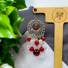 Load image into Gallery viewer, SHANTI- Red Multi colored Beaded Chandelier Earrings