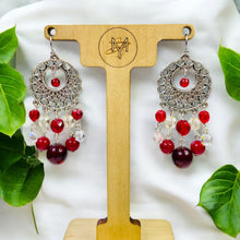 Load image into Gallery viewer, SHANTI- Red Multi colored Beaded Chandelier Earrings