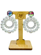 Load image into Gallery viewer, GISELA- White Pearl and Silver Beaded Drop Earrings