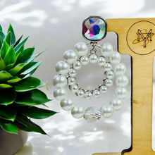 Load image into Gallery viewer, GISELA- White Pearl and Silver Beaded Drop Earrings