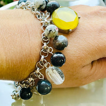 Load image into Gallery viewer, HEIDI- Black Multi colored Beaded Charm Bracelet