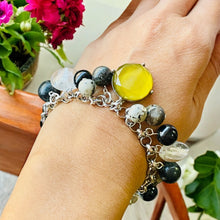 Load image into Gallery viewer, HEIDI- Black Multi colored Beaded Charm Bracelet