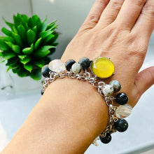 Load image into Gallery viewer, HEIDI- Black Multi colored Beaded Charm Bracelet