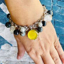 Load image into Gallery viewer, HEIDI- Black Multi colored Beaded Charm Bracelet