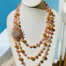 Load image into Gallery viewer, AVIVA-  Pink Multi-color, Multi-strand Beaded Necklace