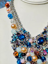 Load image into Gallery viewer, XAVIER- Blue and Pink Multicolored Beaded Bib Necklace
