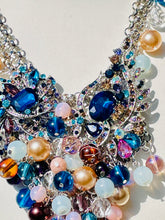 Load image into Gallery viewer, XAVIER- Blue and Pink Multicolored Beaded Bib Necklace