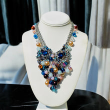 Load image into Gallery viewer, XAVIER- Blue and Pink Multicolored Beaded Bib Necklace