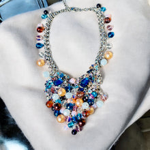 Load image into Gallery viewer, XAVIER- Blue and Pink Multicolored Beaded Bib Necklace
