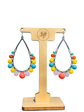 Load image into Gallery viewer, LUVERNE- Turquoise, Yellow and Orange Wire Wrapped Beaded Tear Drop Earrings