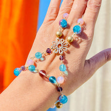 Load image into Gallery viewer, #BeadedFingerBracelet
#PurplePinkBlueJewelry
#HandcraftedJewelry
#UniqueBracelet
#ColorfulBracelet
#BohoChicBracelet
#FingerBracelet
#StatementJewelry
#VibrantJewelry
#HandmadeBracelet
#FunAccessories