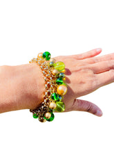 Load image into Gallery viewer, LENITA- Green and Gold Multi color Beaded Charm Bracelet