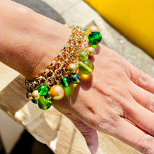 Load image into Gallery viewer, LENITA- Green and Gold Multi color Beaded Charm Bracelet