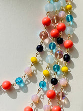 Load image into Gallery viewer, DAISY-  Orange, Yellow and Blue Multi-color, Multi-strand Flower Beaded Necklace