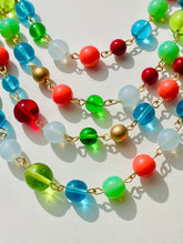 Load image into Gallery viewer, ROBIN- Green, Orange and Blue Multi-color, Multi-strand Short Beaded Necklace