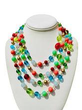 Load image into Gallery viewer, ROBIN- Green, Orange and Blue Multi-color, Multi-strand Short Beaded Necklace