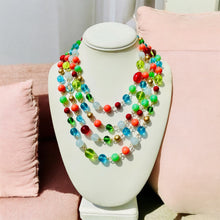 Load image into Gallery viewer, ROBIN- Green, Orange and Blue Multi-color, Multi-strand Short Beaded Necklace