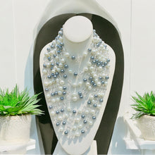 Load image into Gallery viewer, SOLANA- White Pearl and Gray Multi-strand Beaded Necklace